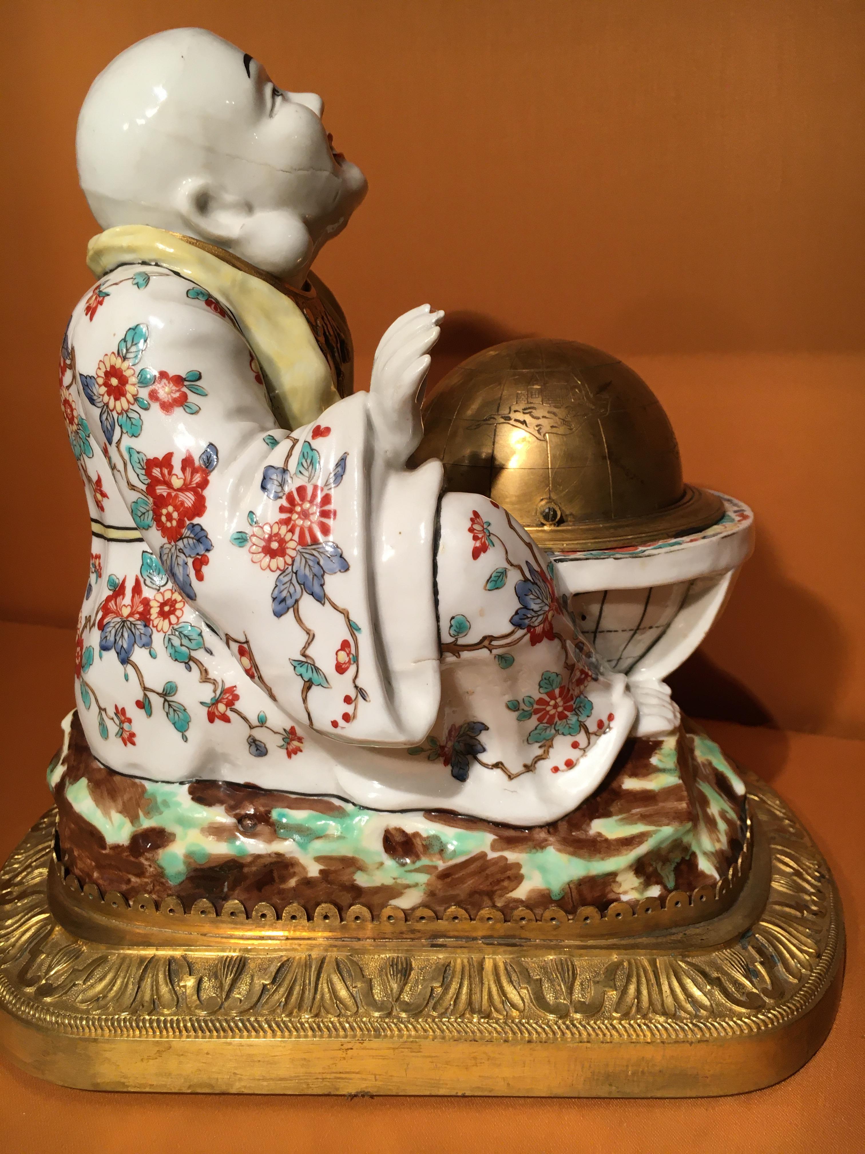 French Porcelaine and Bronze Inkstand, Marks of Samson, 19th Century For Sale 1