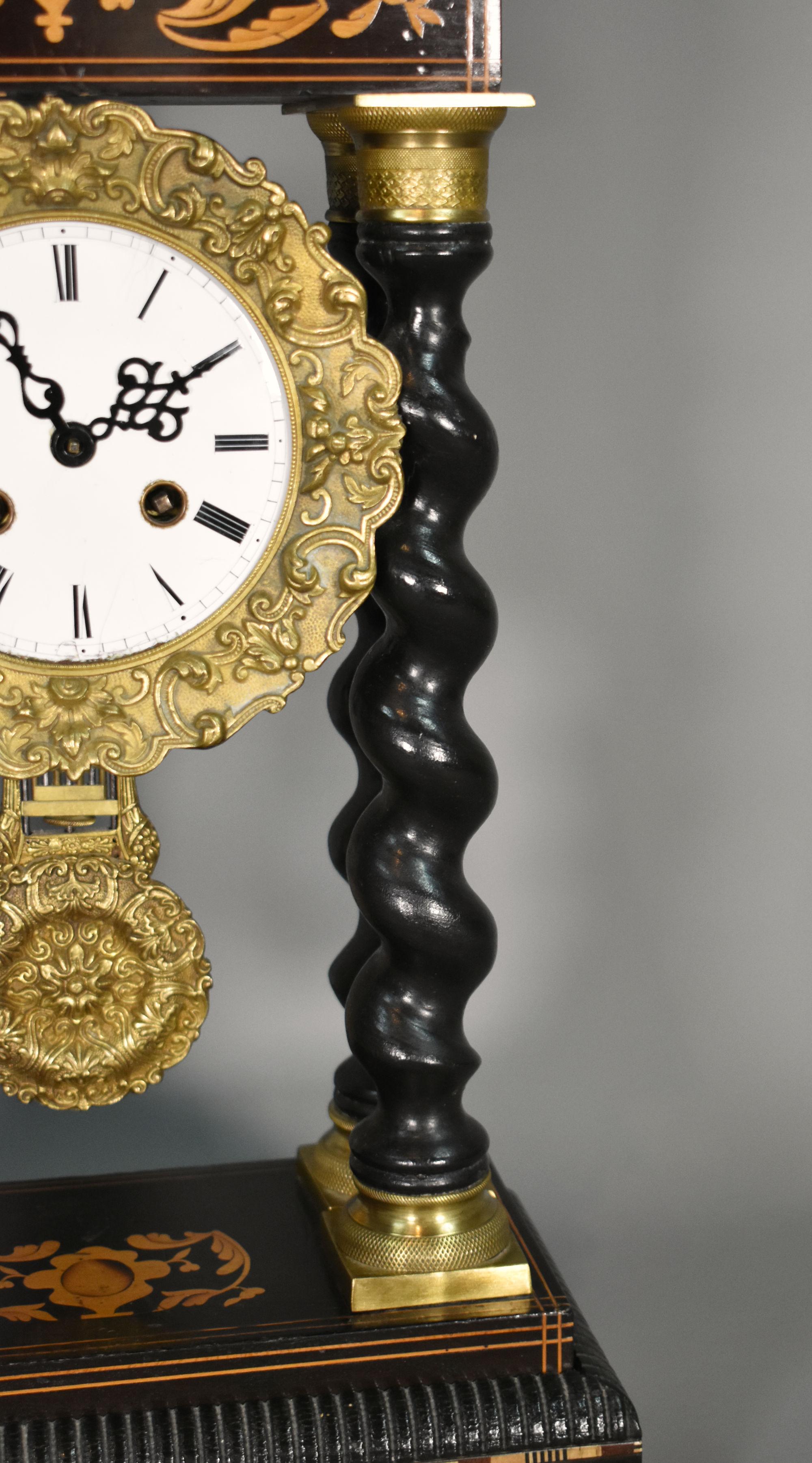 Orologio a torsione d'orzo francese Portico Napoleone III in vendita 9