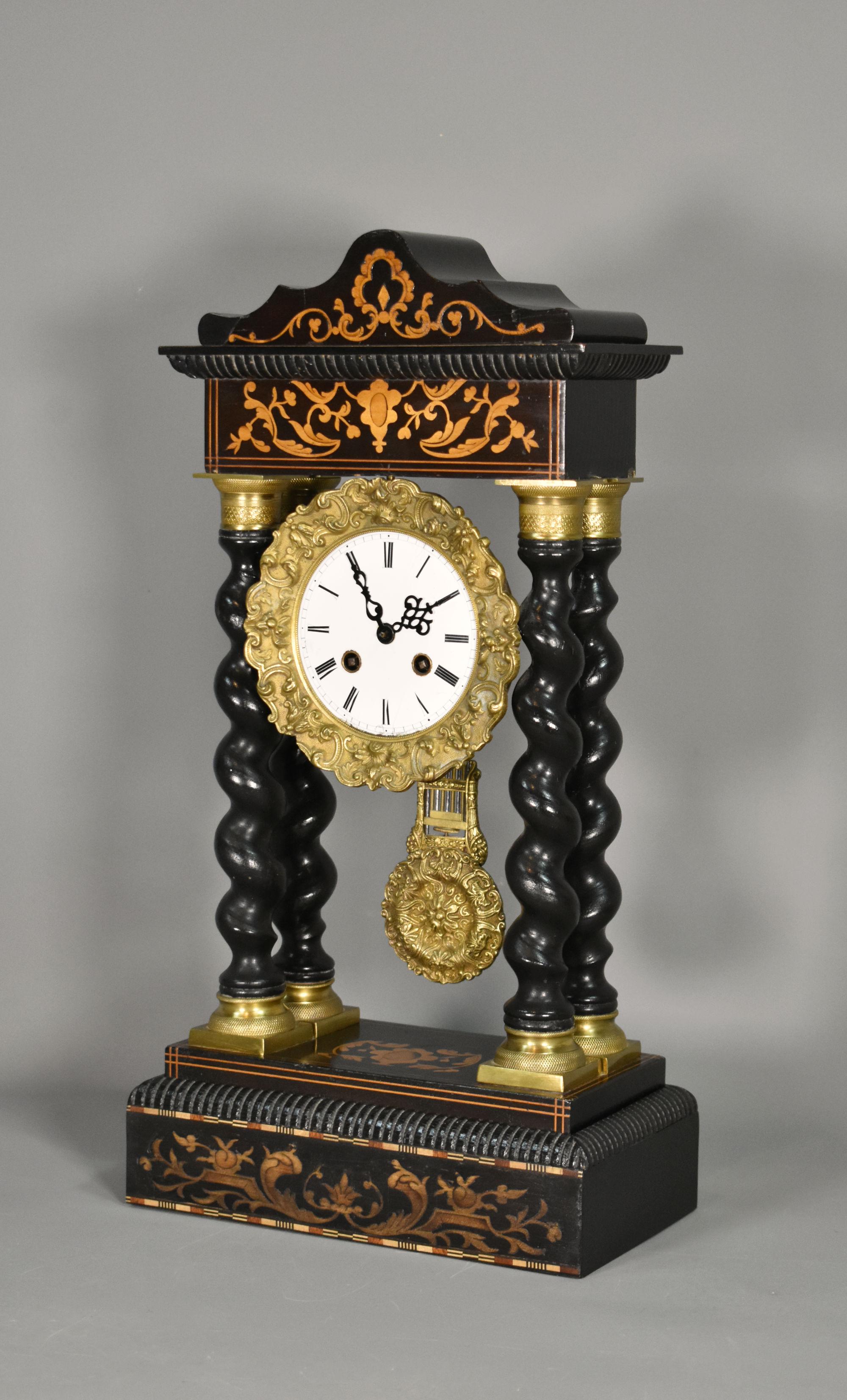 Francese Orologio a torsione d'orzo francese Portico Napoleone III in vendita
