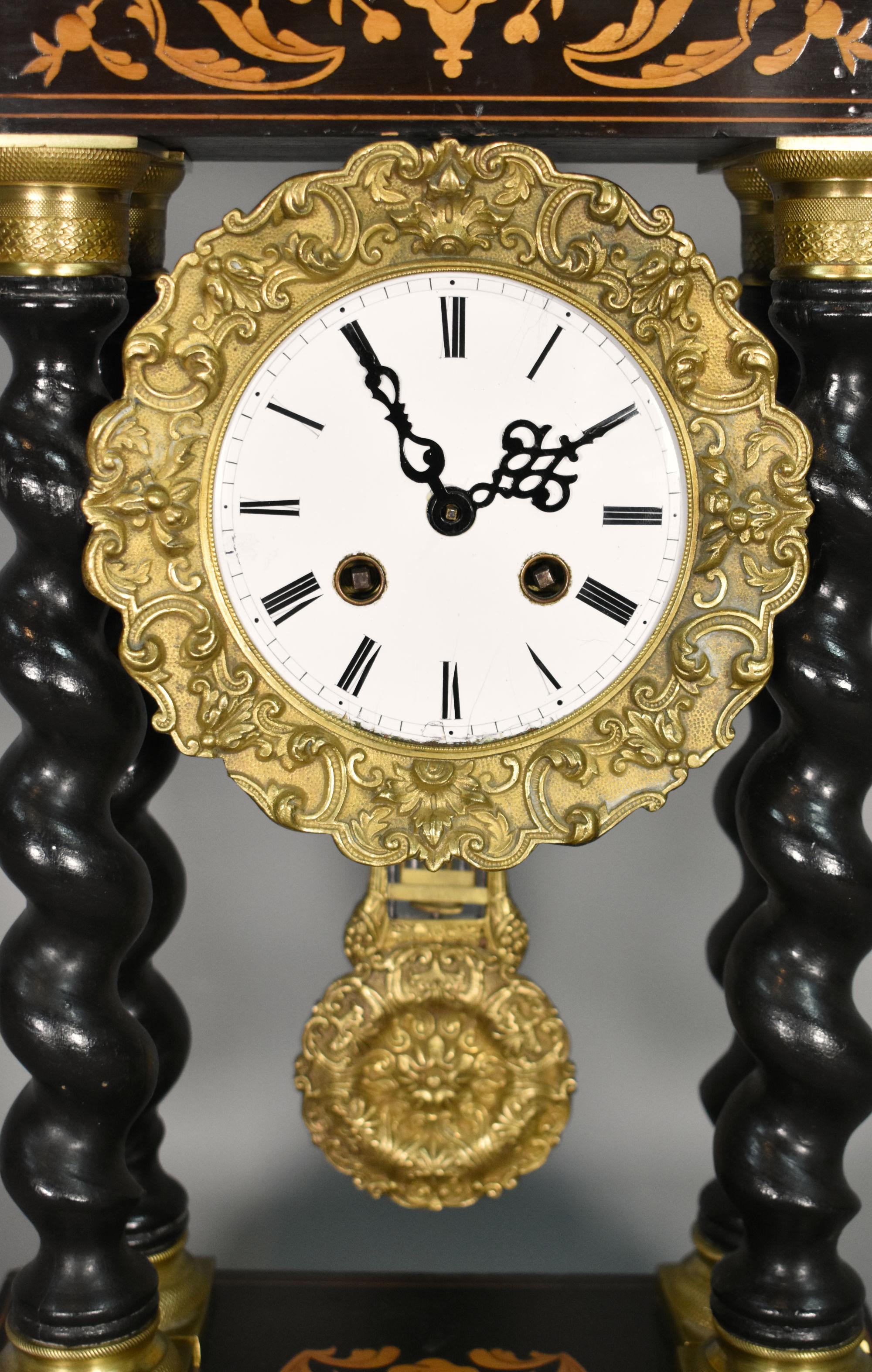 XIX secolo Orologio a torsione d'orzo francese Portico Napoleone III in vendita