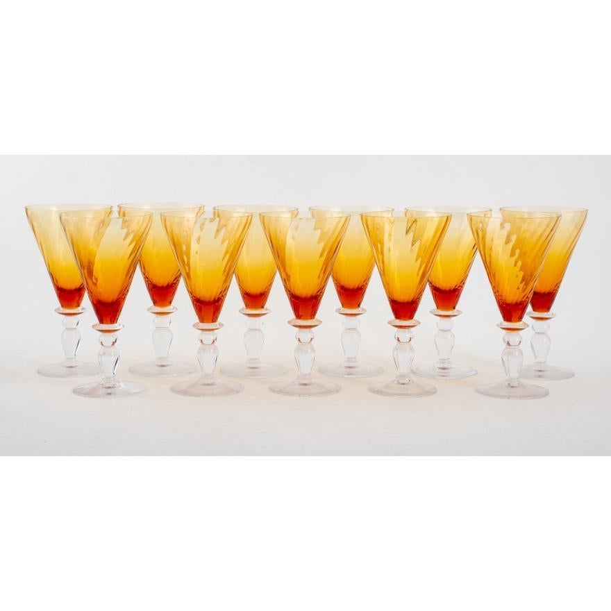  Vaisselle de bar / vaisselle de table cristal ambré Portieux français en vente 2