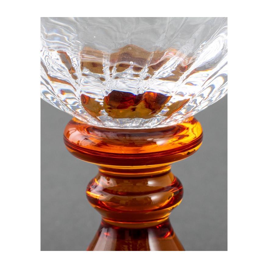  French Portieux Barware / tableware Clear & Amber colored Crystal Stemware  In Good Condition For Sale In Tarry Town, NY