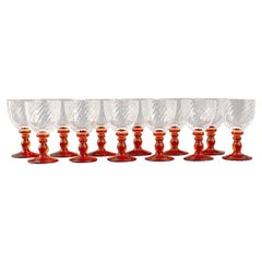 French Portieux Barware / tableware Clear & Amber colored Crystal Stemware