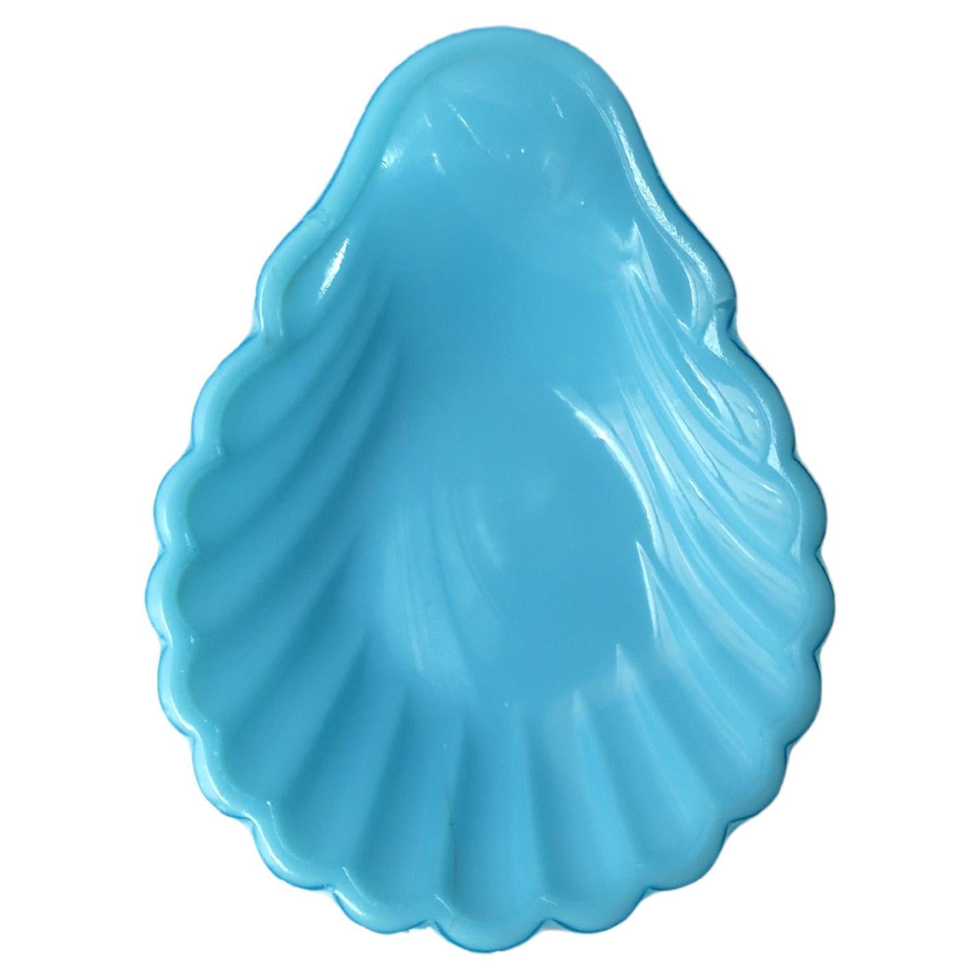 French Portieux Blue Opaline Glass Dish, ca. 19th c. 