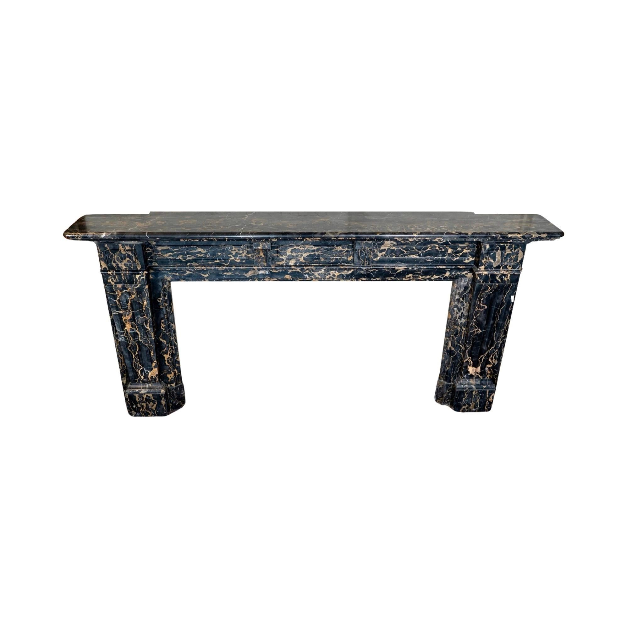 Late 19th Century French Portor Marble Mantel For Sale