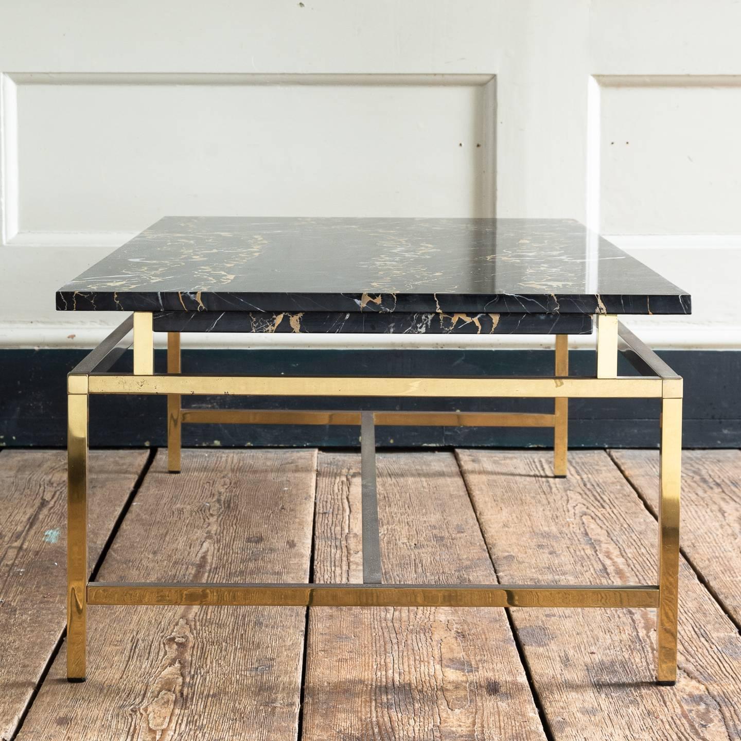 Modern French Portoro and Brass Coffee Table