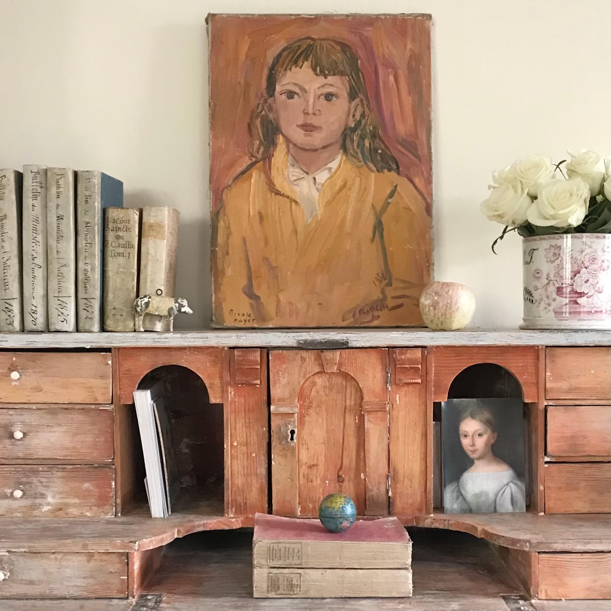 A charming painting by French artist Edouard Righetti 1924 - 2001 of a young girl in a yellow jacket dated 1956 and signed at the bottom  - the colours are delightful - oil on canvas on original wooden frame to reverse 
Mid size 13” x 18” 
Sold as