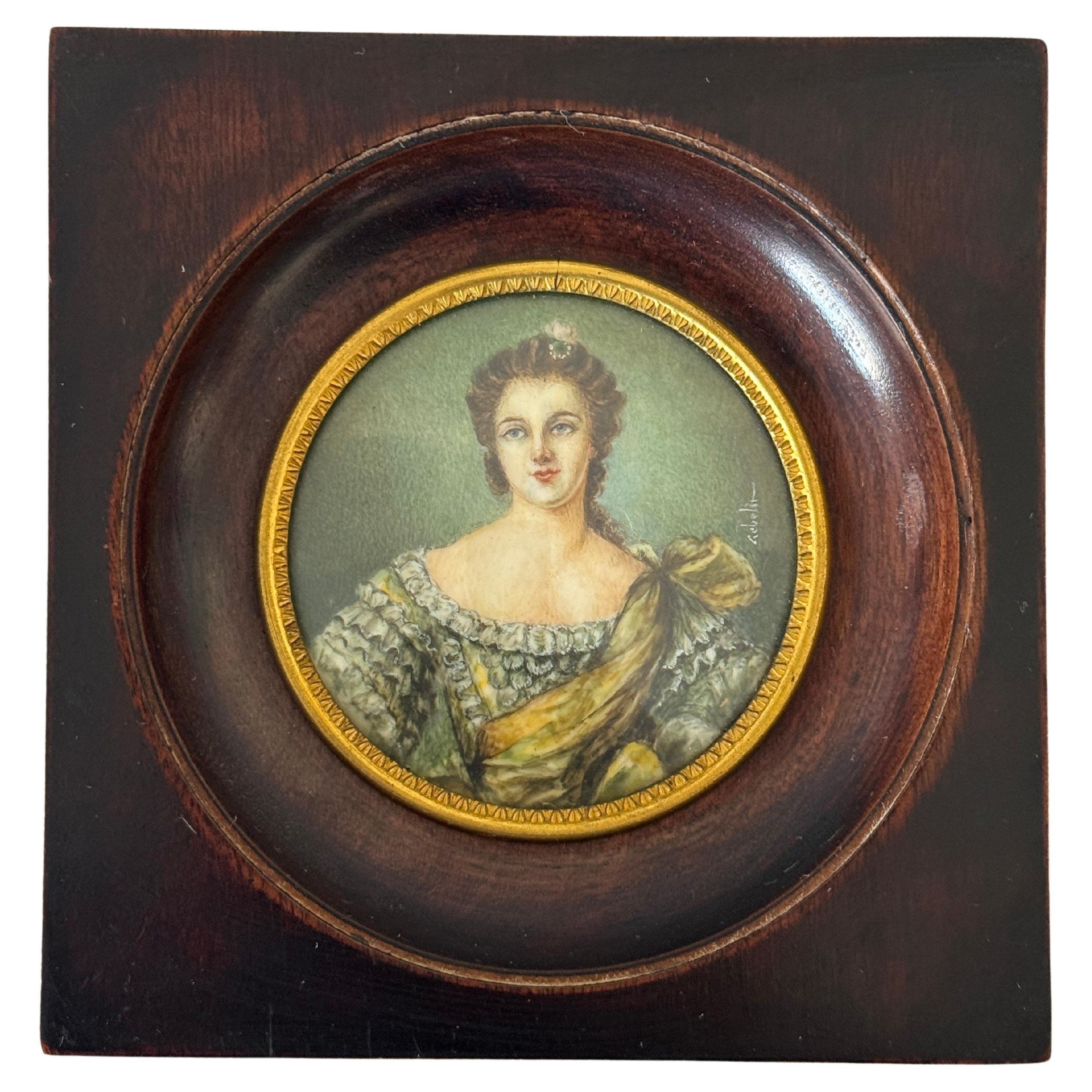 French Portrait Miniature of Madame Victoire, Signed Gebelin, Late 19th Century