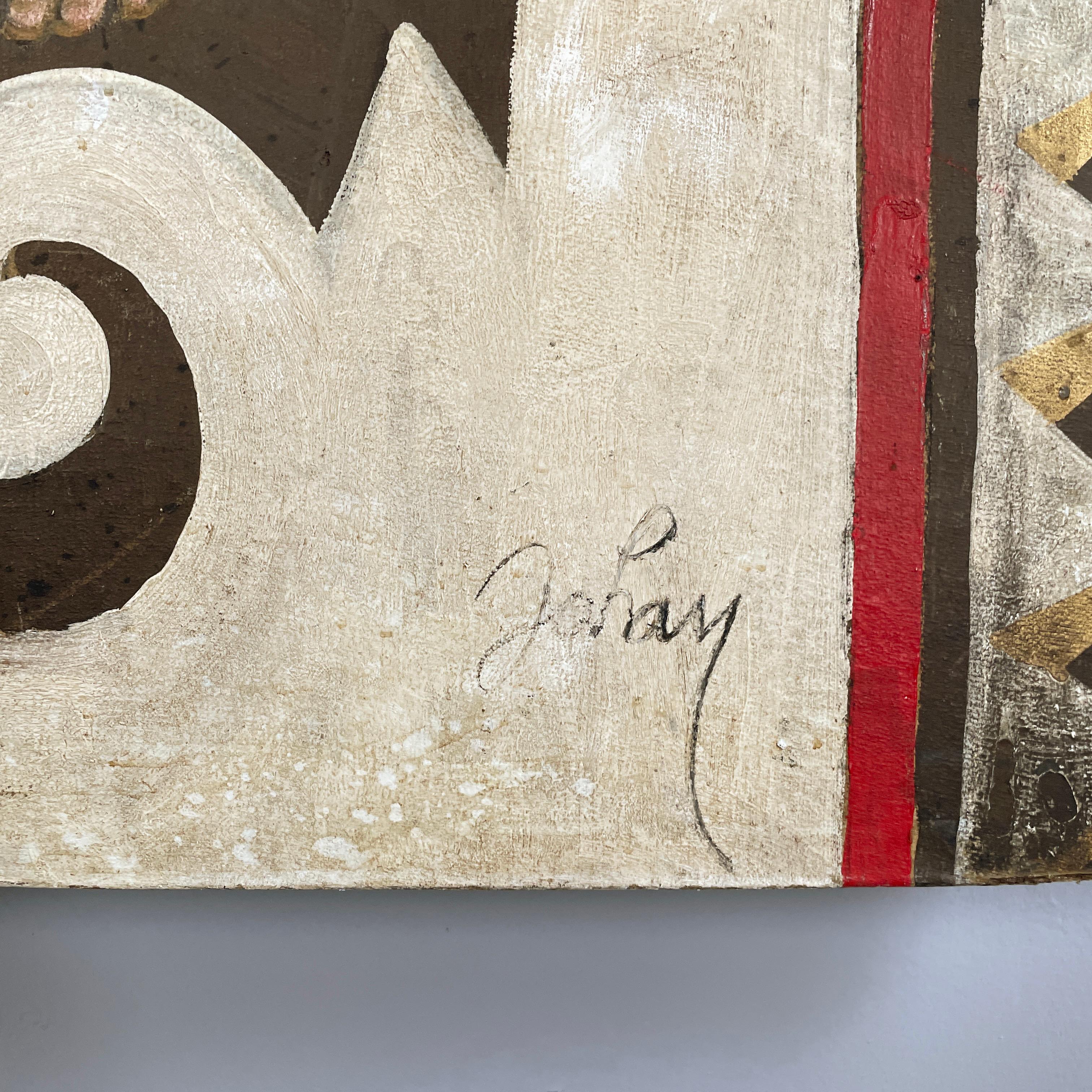 Pittura post cubista francese su masonite di Etiennette Johan, anni '50 in vendita 11