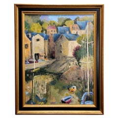Post-Impressionnisme français Huile sur toile Paysage L'avenue du port par Mart