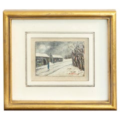 Vintage French Post-Impressionism Painting, Paris Lonely People, 20th Century