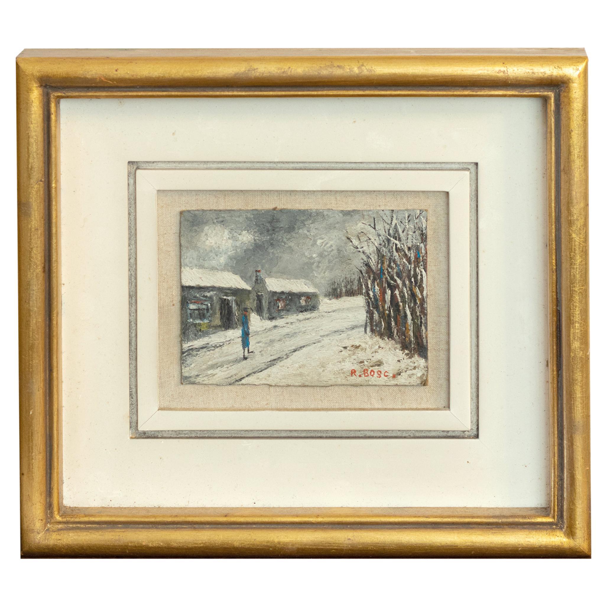 French Post-Impressionism Painting, Paris Lonely People, 20th Century For Sale