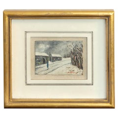 Vintage French Post-Impressionism Painting, Paris Lonely People, 20th Century