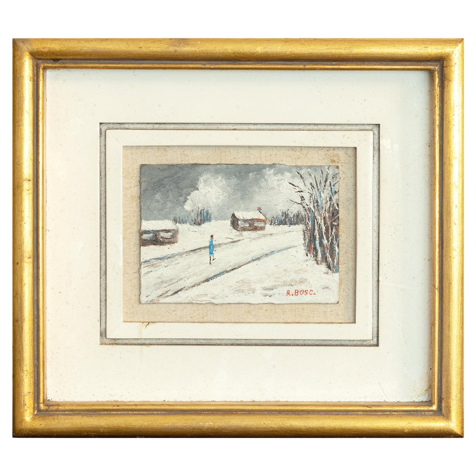 French Post-Impressionism Painting, Paris Winter, «R . Bosc» For Sale