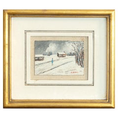 Vintage French Post-Impressionism Painting, Paris Winter, «R . Bosc»