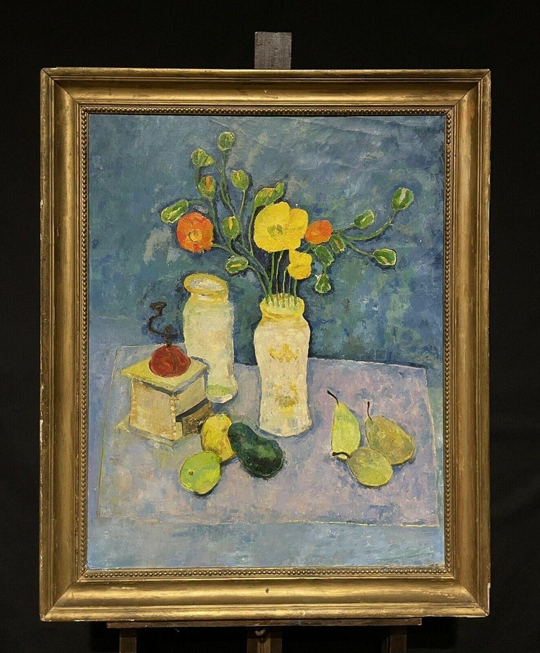 Large Mid 20th Century French Post-Impressionist Still Life Fruit & Coffee 1