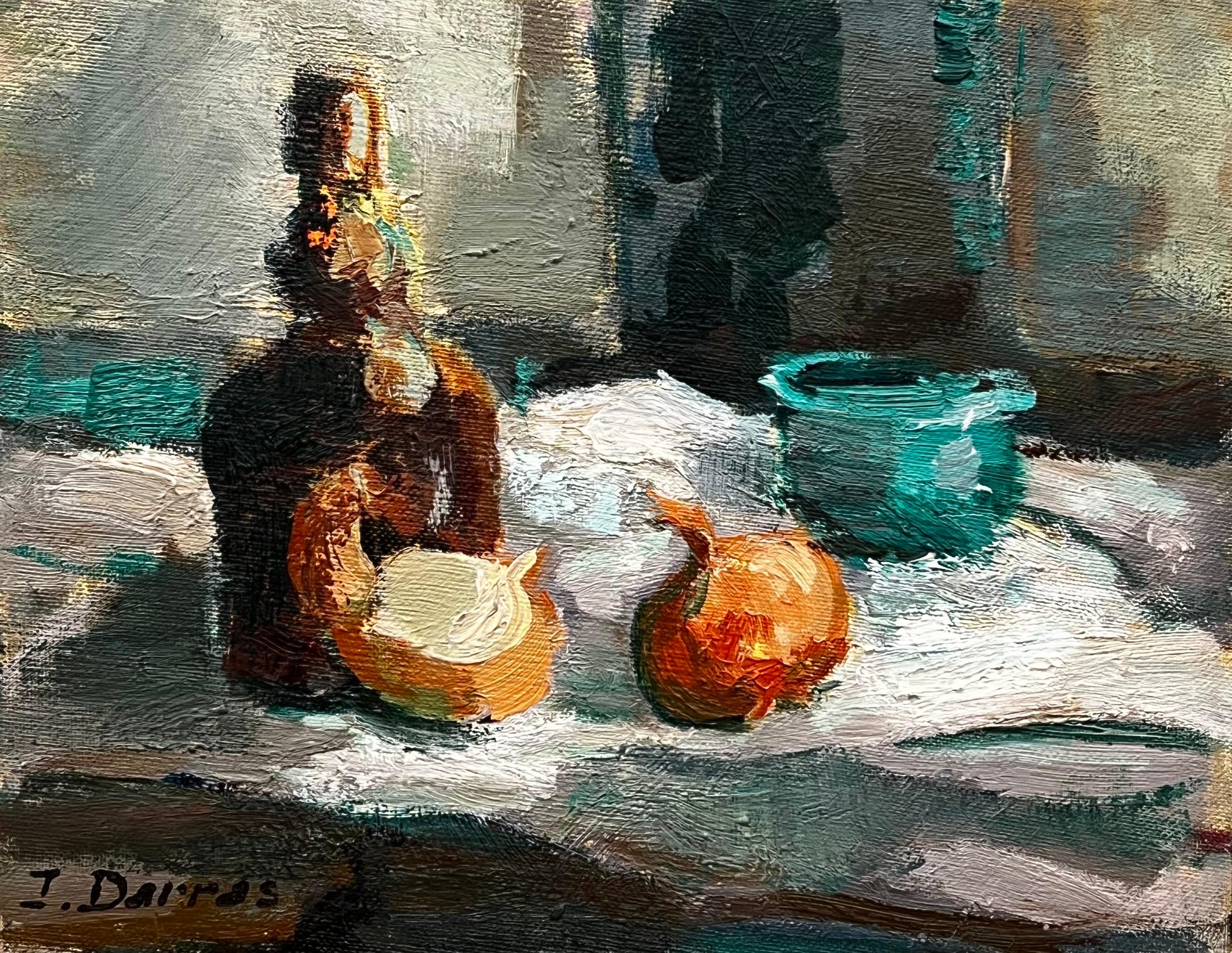 Artist/ School: J.Darras, French 20th century, signed

Title: Still Life

Medium: oil painting on board, unframed 

canvas : 7.5 x 9.5 inches

Provenance: private collection, France

Condition: The painting is in overall very good and sound