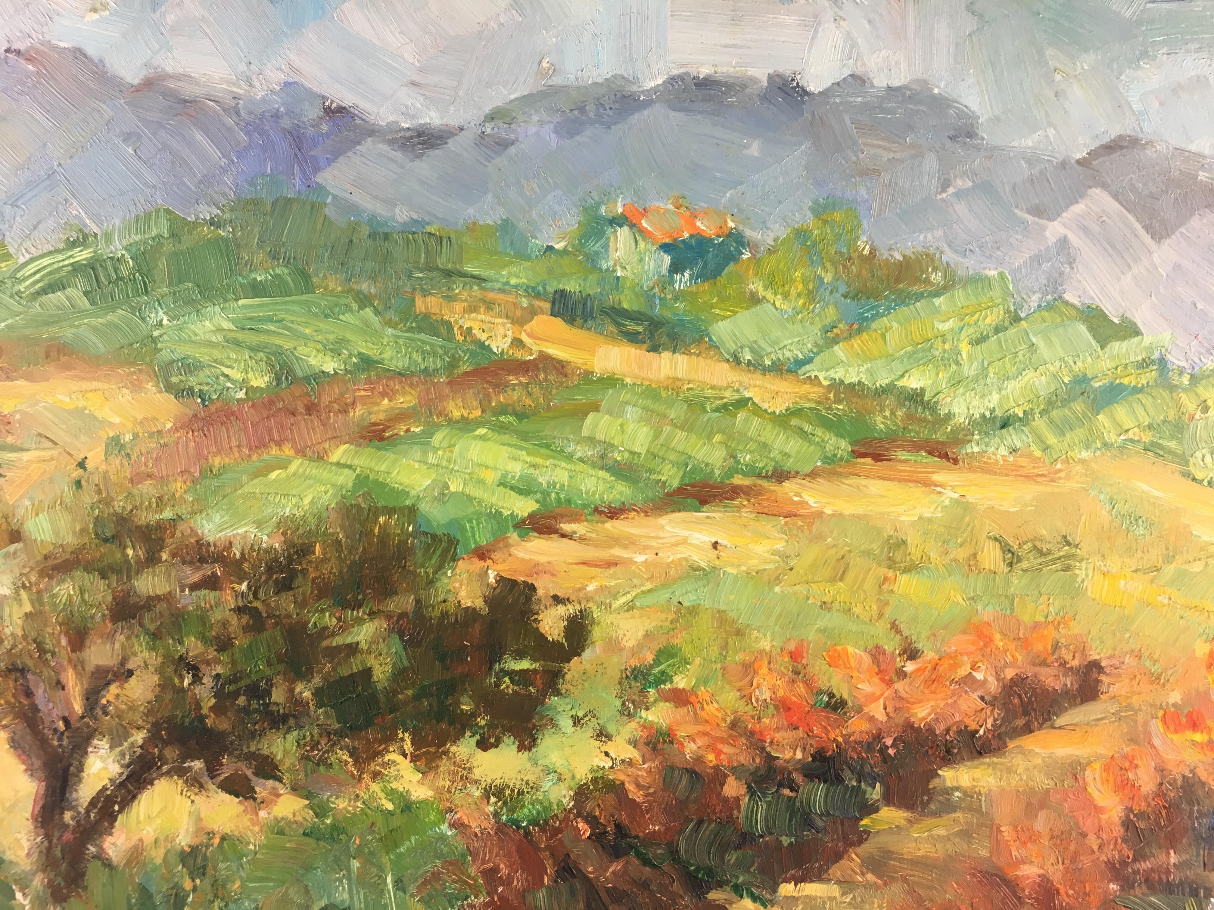 French Post Impressionist Provencal Landscape Painting by Victor Ferreri In Good Condition For Sale In Miami, FL