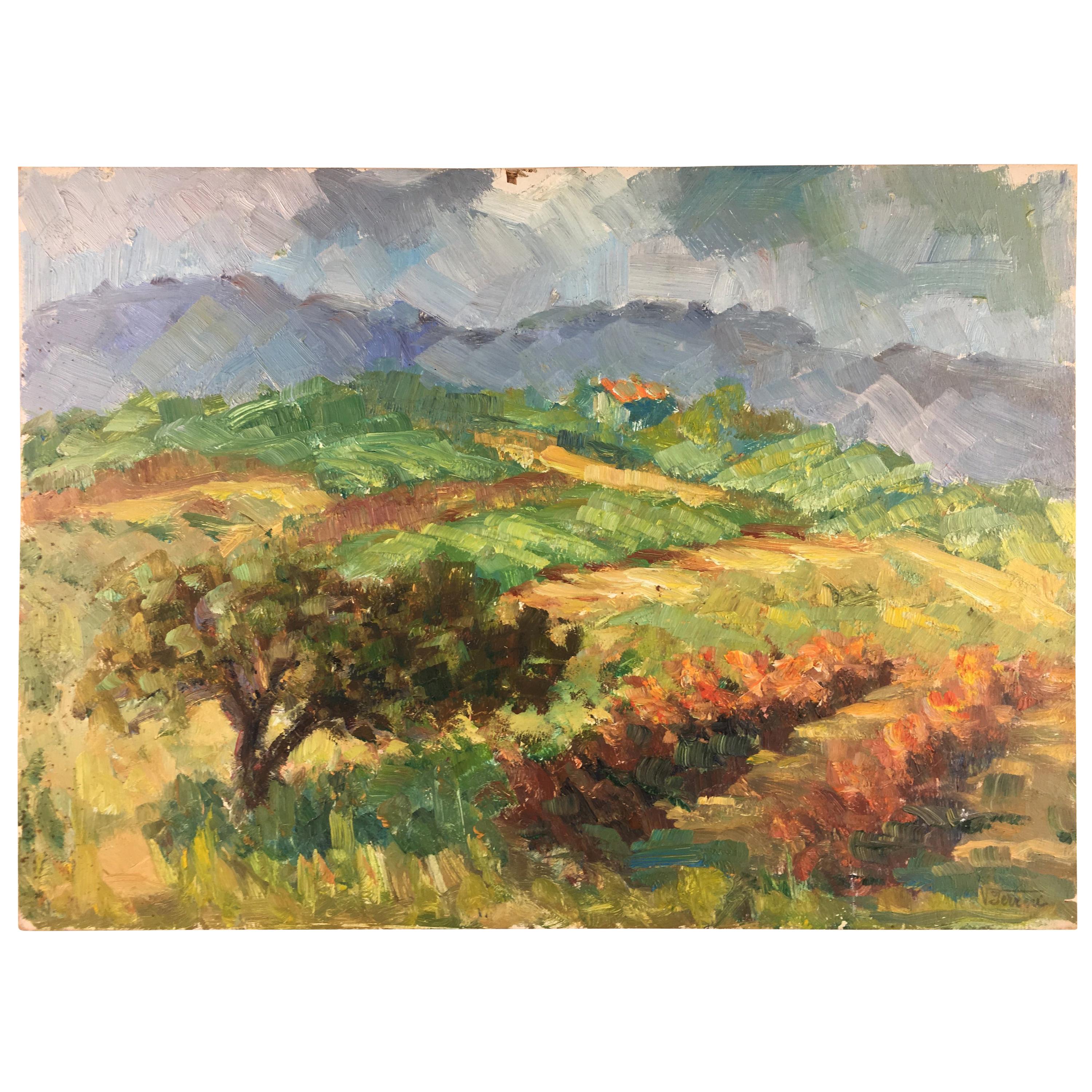 French Post Impressionist Provencal Landscape Painting by Victor Ferreri