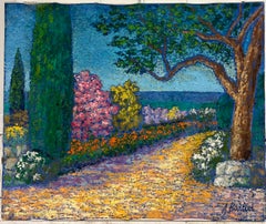 Fine 1970's French Post-Impressionist Signed Oil Flower Garden Cote d' Azur