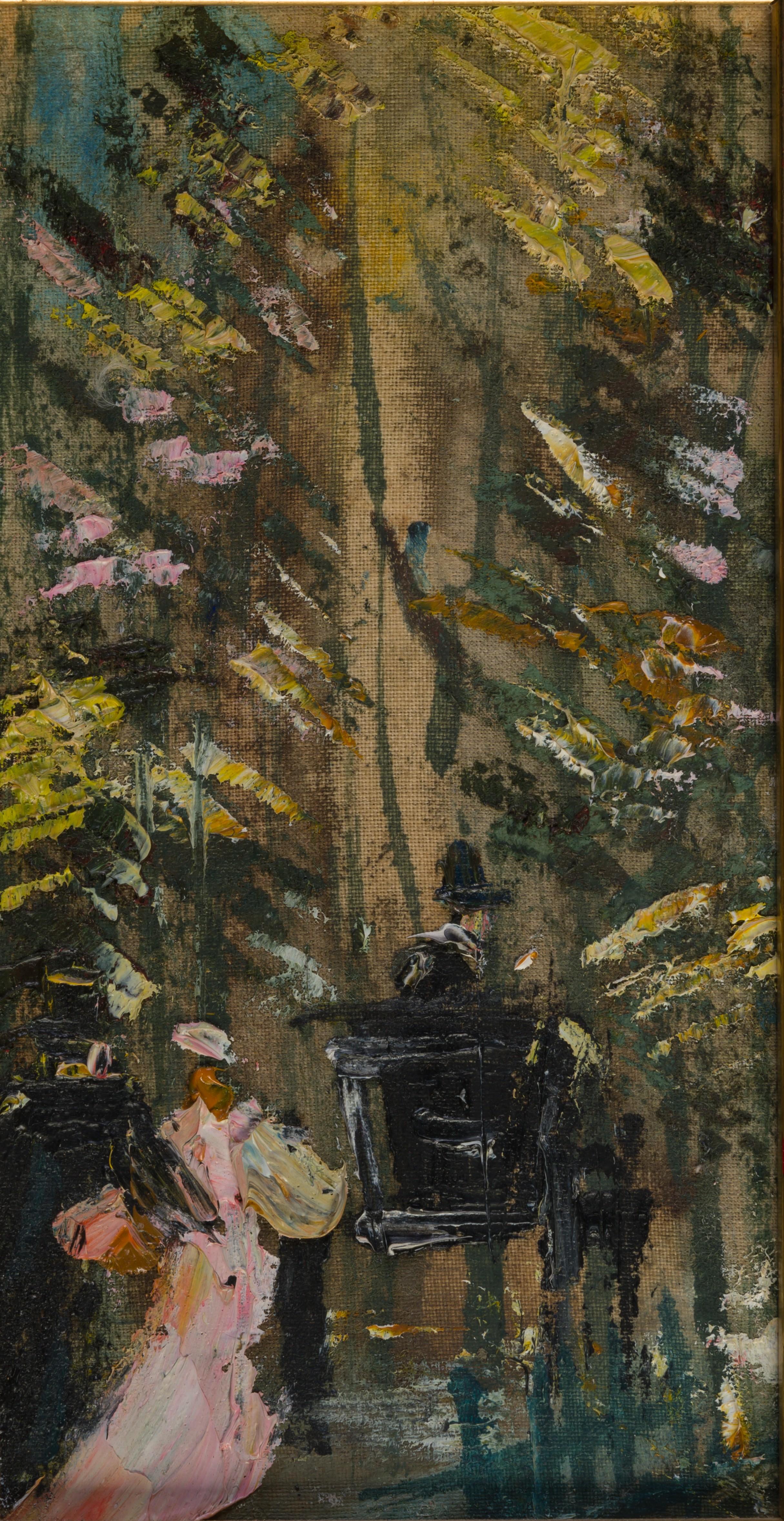 Eine Dame und ein Hansom-Taxi – Painting von French post impressionist School