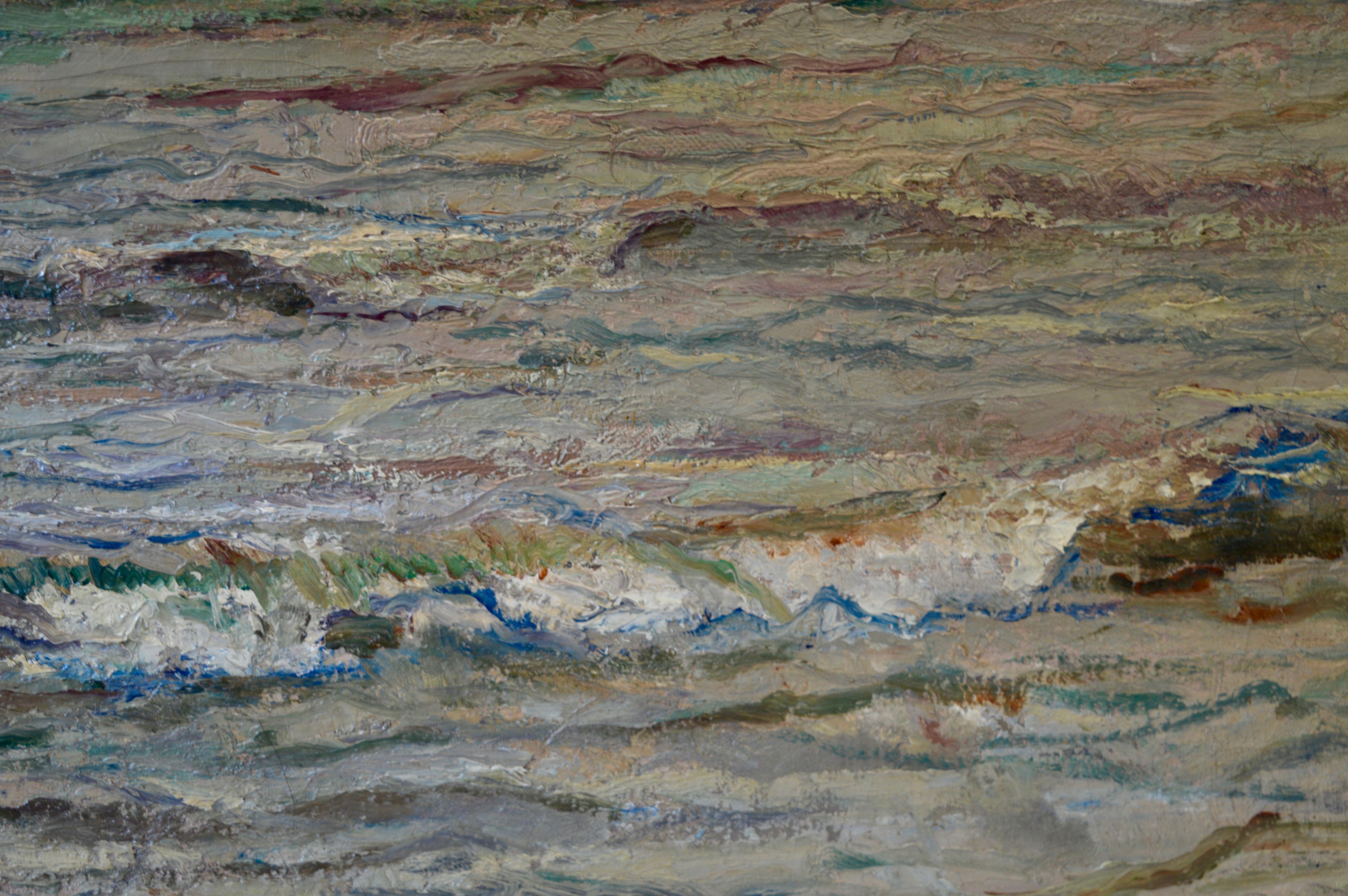 20th Century French Post-Impressionist Seascape Oil Painting, 1931