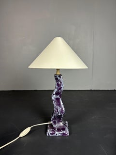 French post modern curvy wavy faux marble zig zag table lamp, 1980s