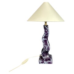 French post modern curvy wavy faux marble zig zag table lamp, 1980s