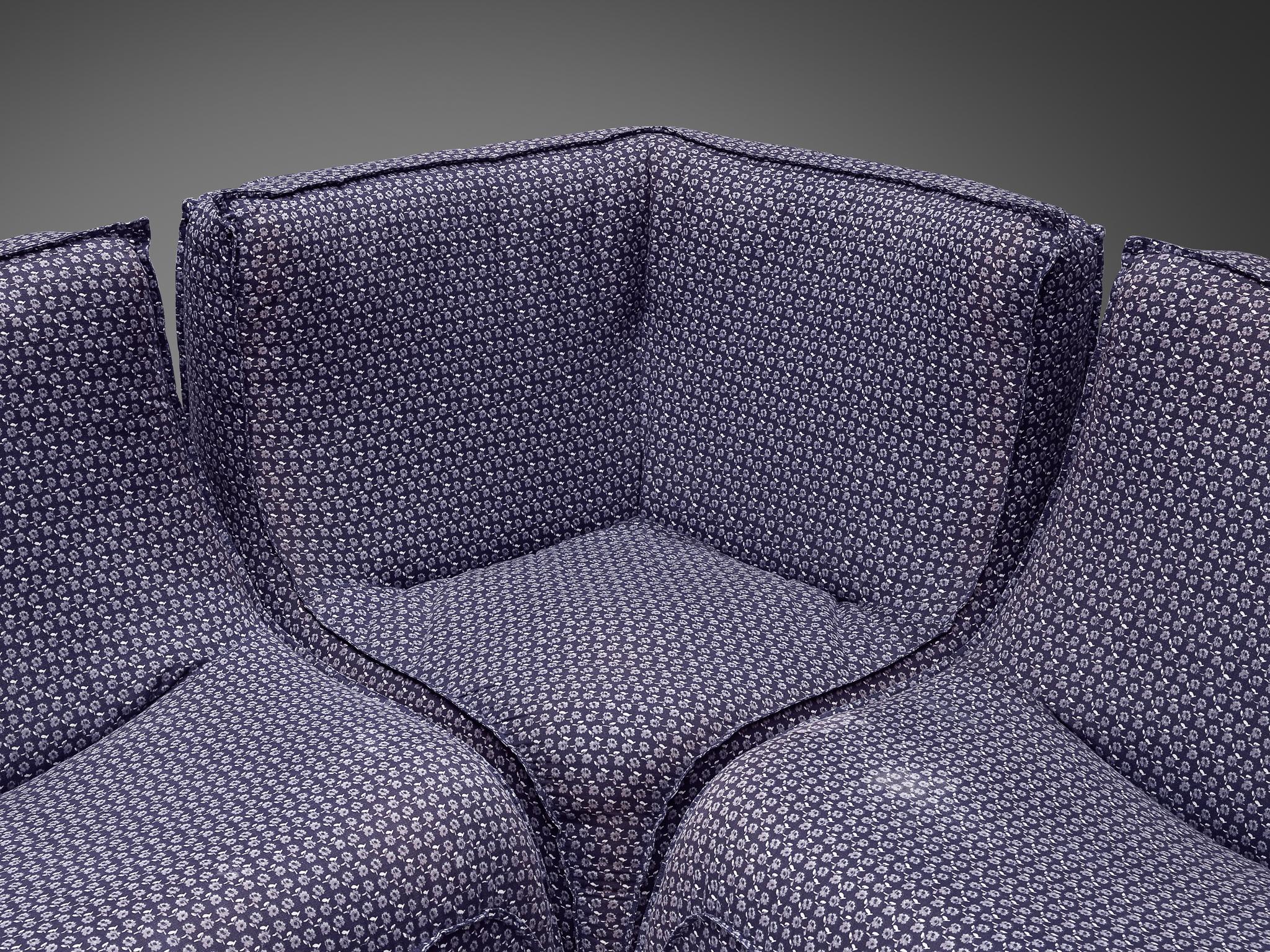 French Post-Modern Sectional Sofa in Purple Upholstery 1970s For Sale 1