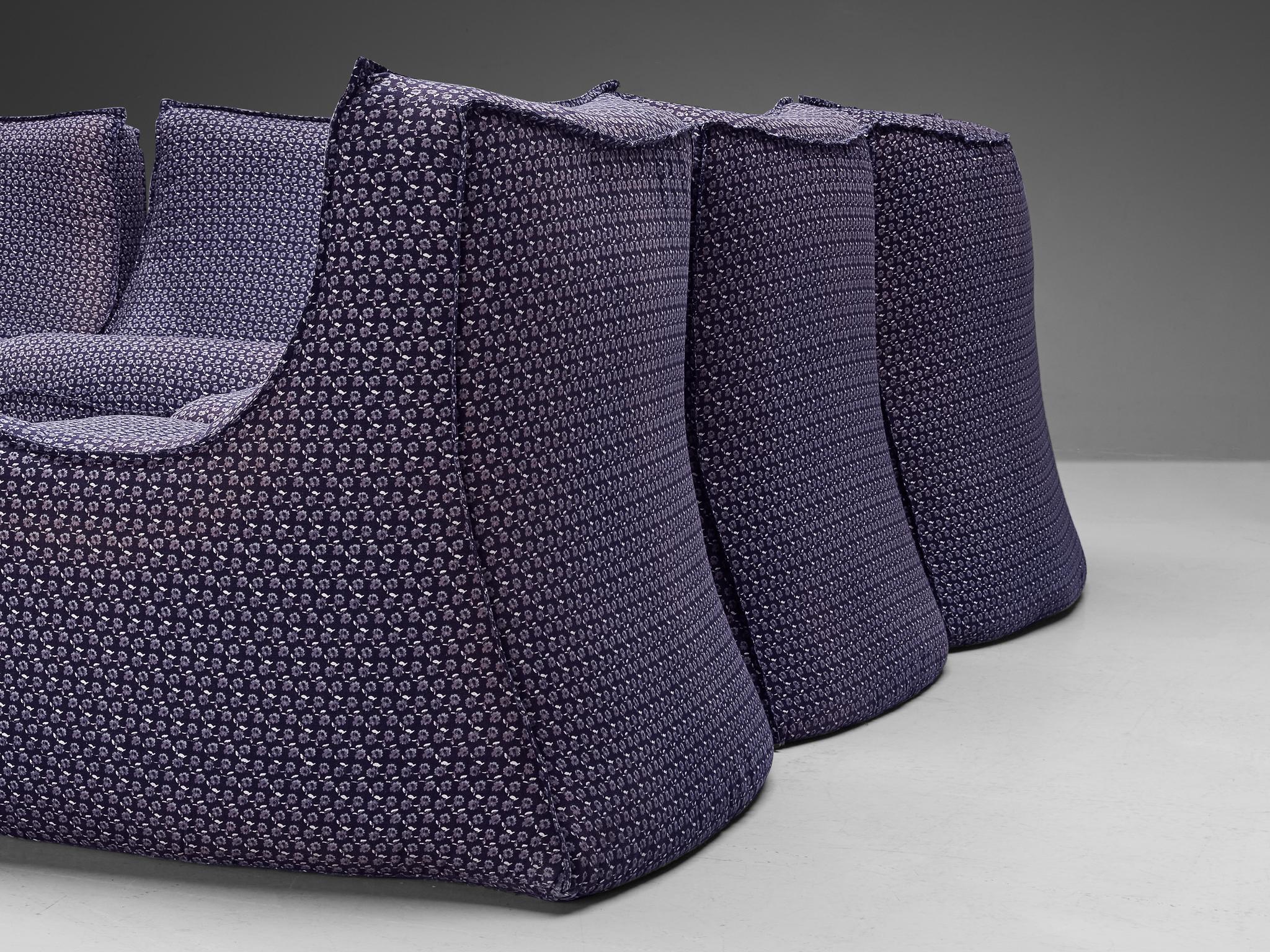 French Post-Modern Sectional Sofa in Purple Upholstery 1970s For Sale 3