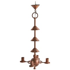 French Post Modern Style Copper Chandelier