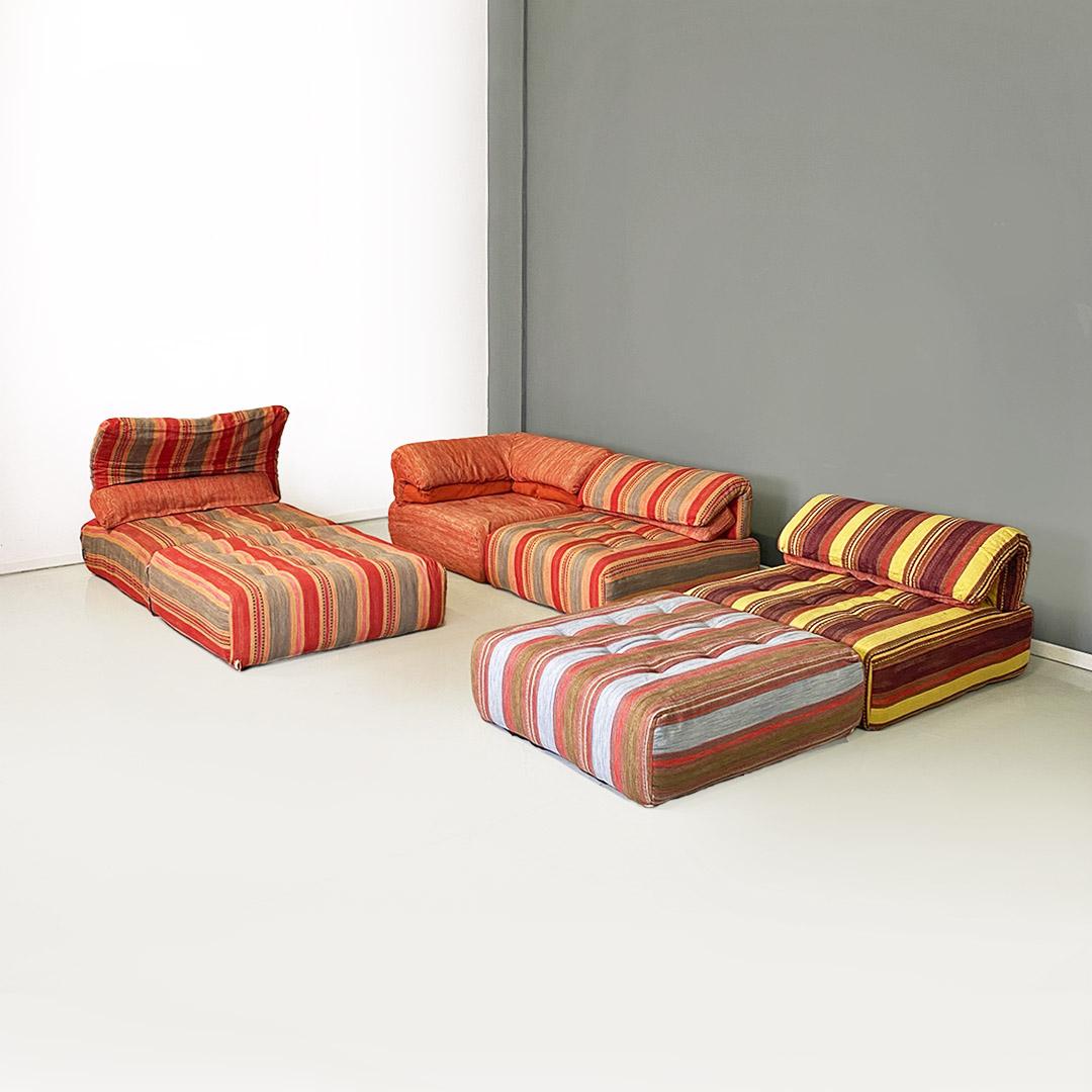Fabric French post modern Voyage Immobile modular sofa by Studio Roche Bobois, 1990s For Sale