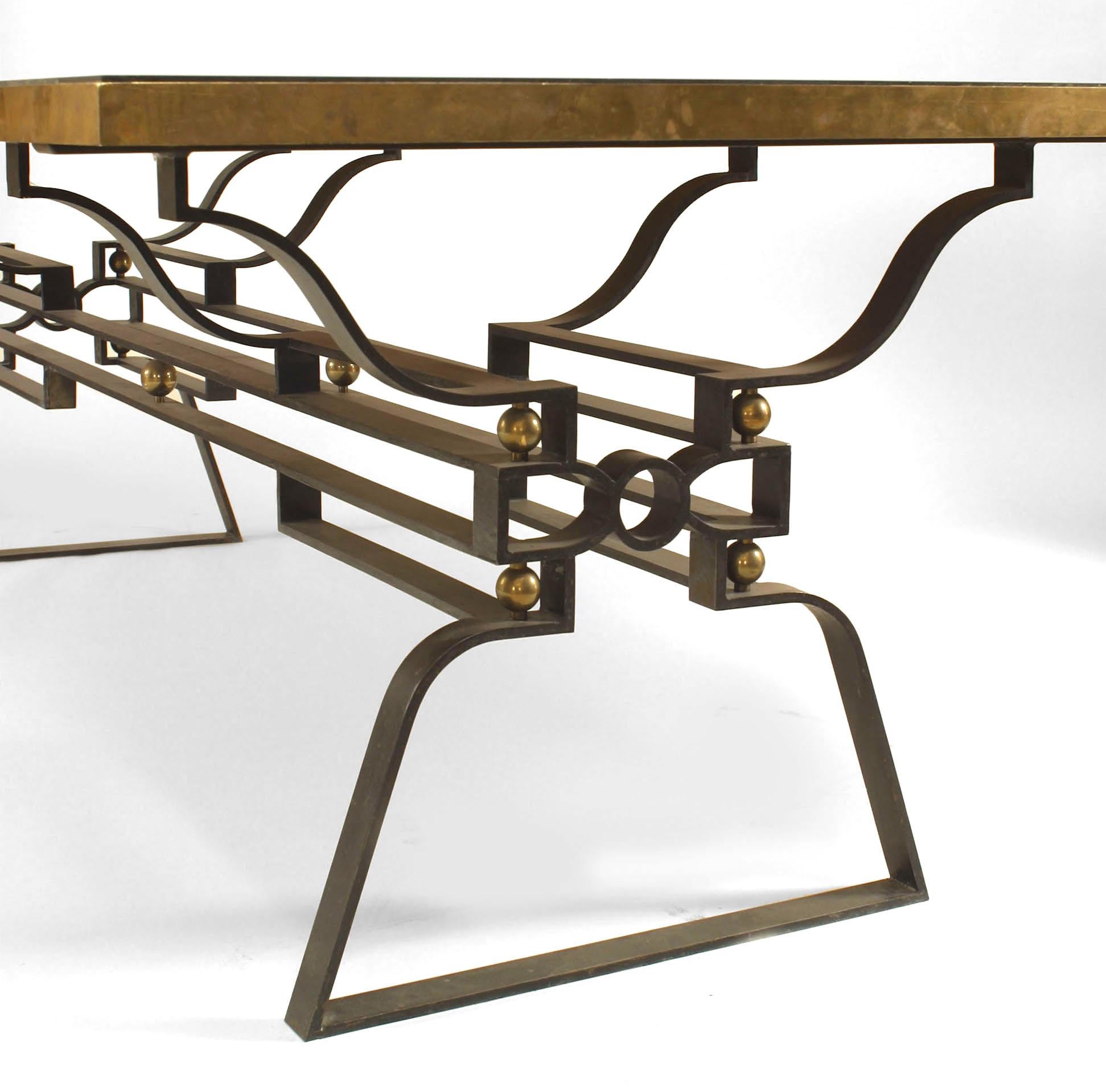 Mid-Century Modern French Post-War Iron Geometric Dining Table For Sale
