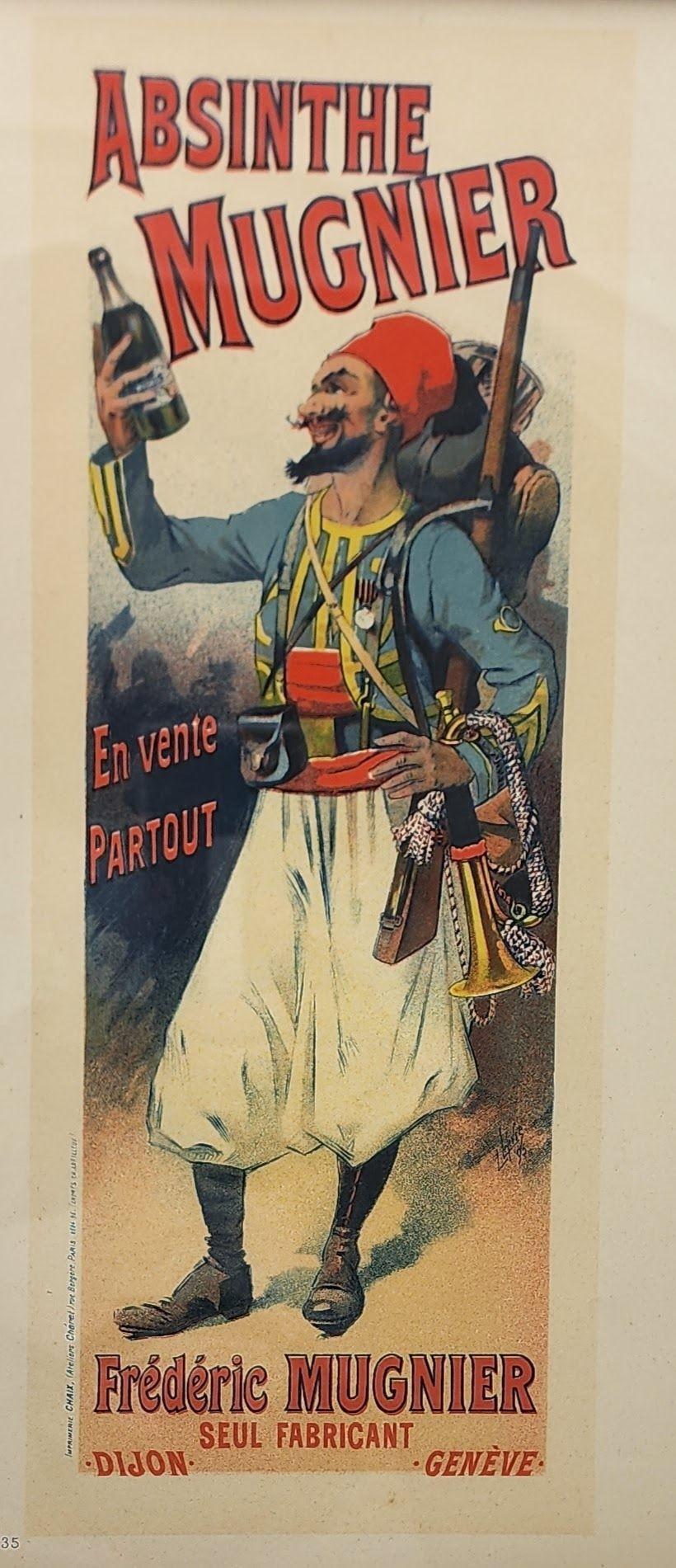 French Provincial French Poster by Les Maîtres de l’Affiche Plate 135 circa 1898 Absinthe Mugnier For Sale