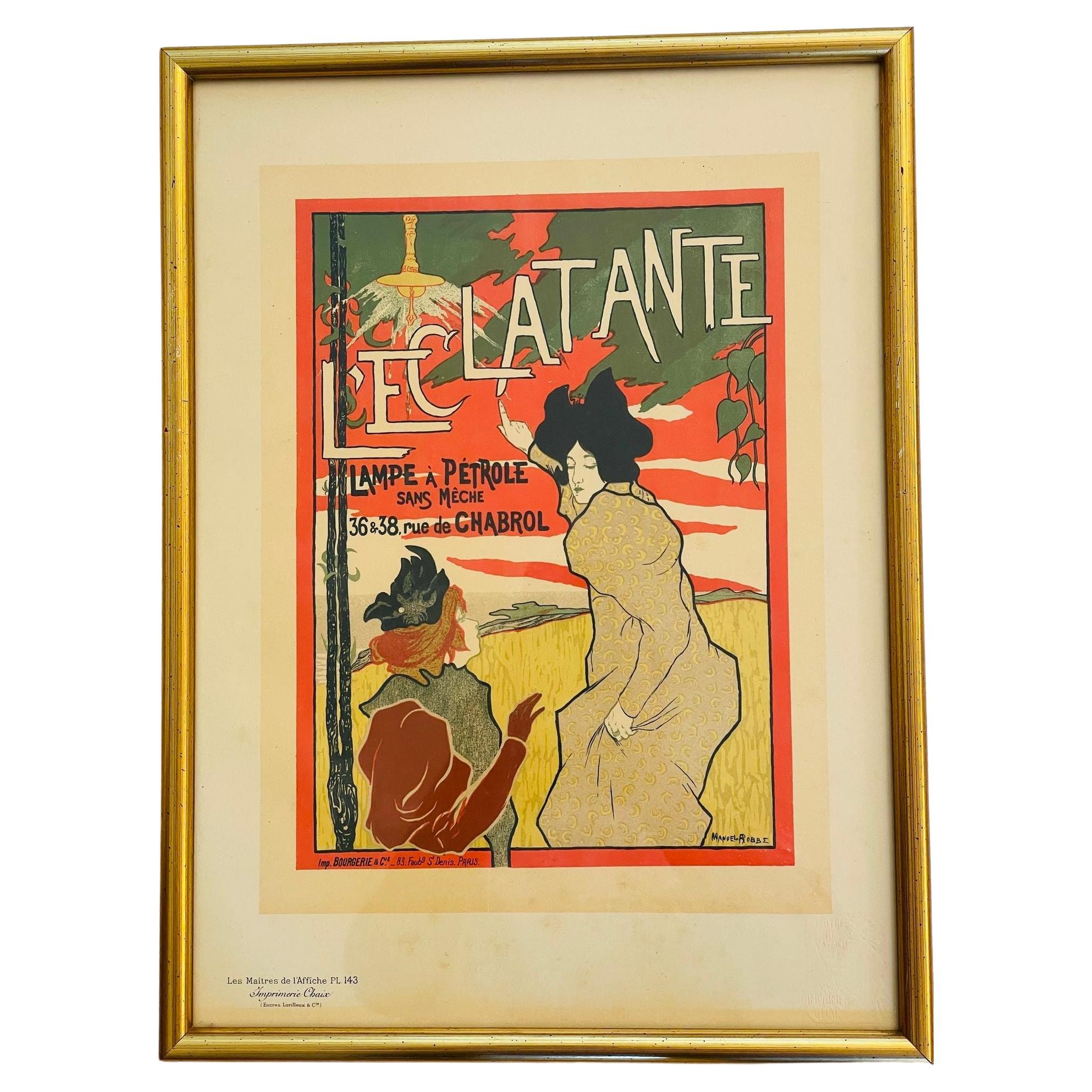 French Poster L'Eclatante Lampe à Pétrole sans Mèche 1895 For Sale
