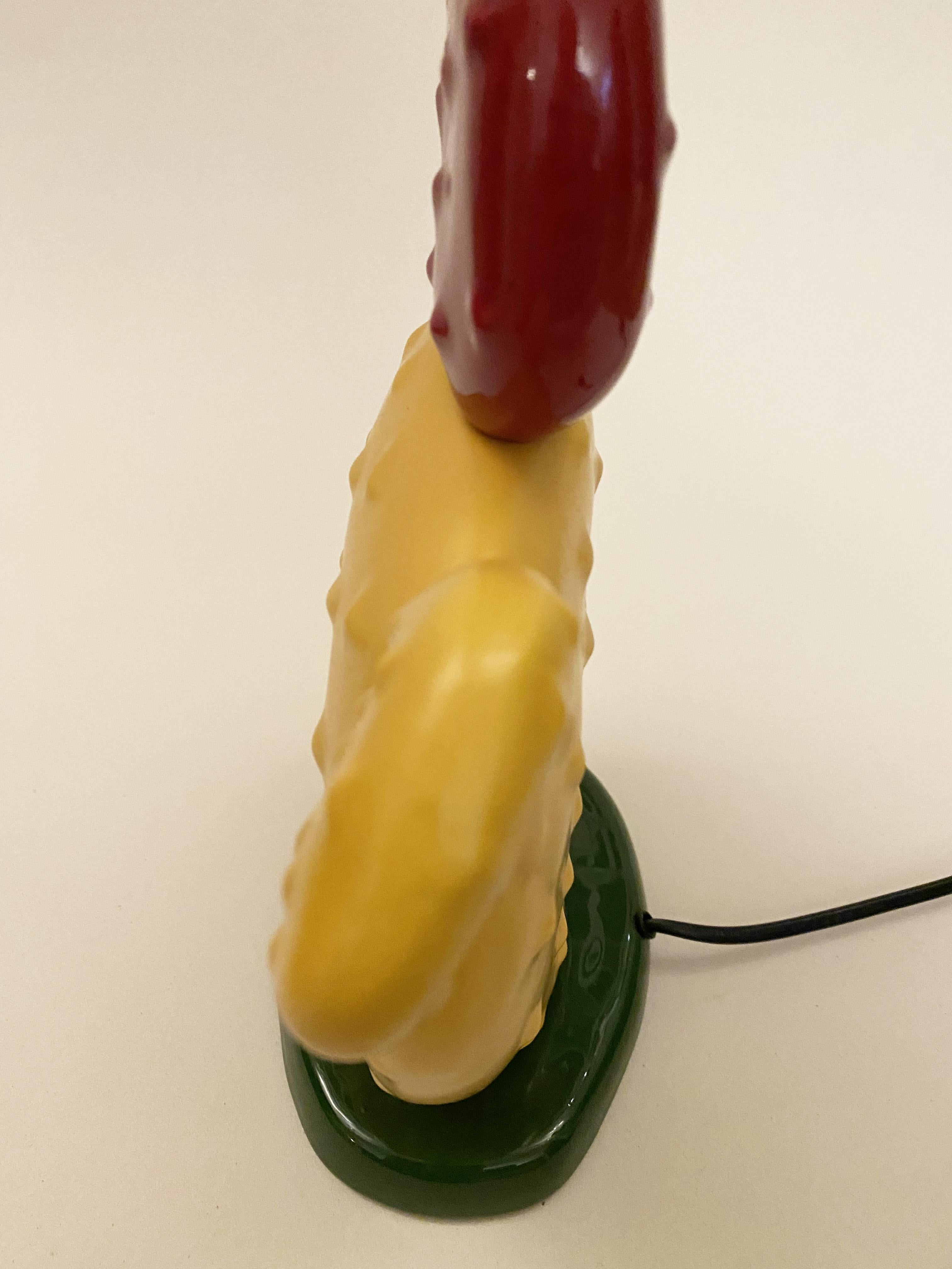Lampe postmoderne en céramique avec cactus de François Chatain, années 1980 3
