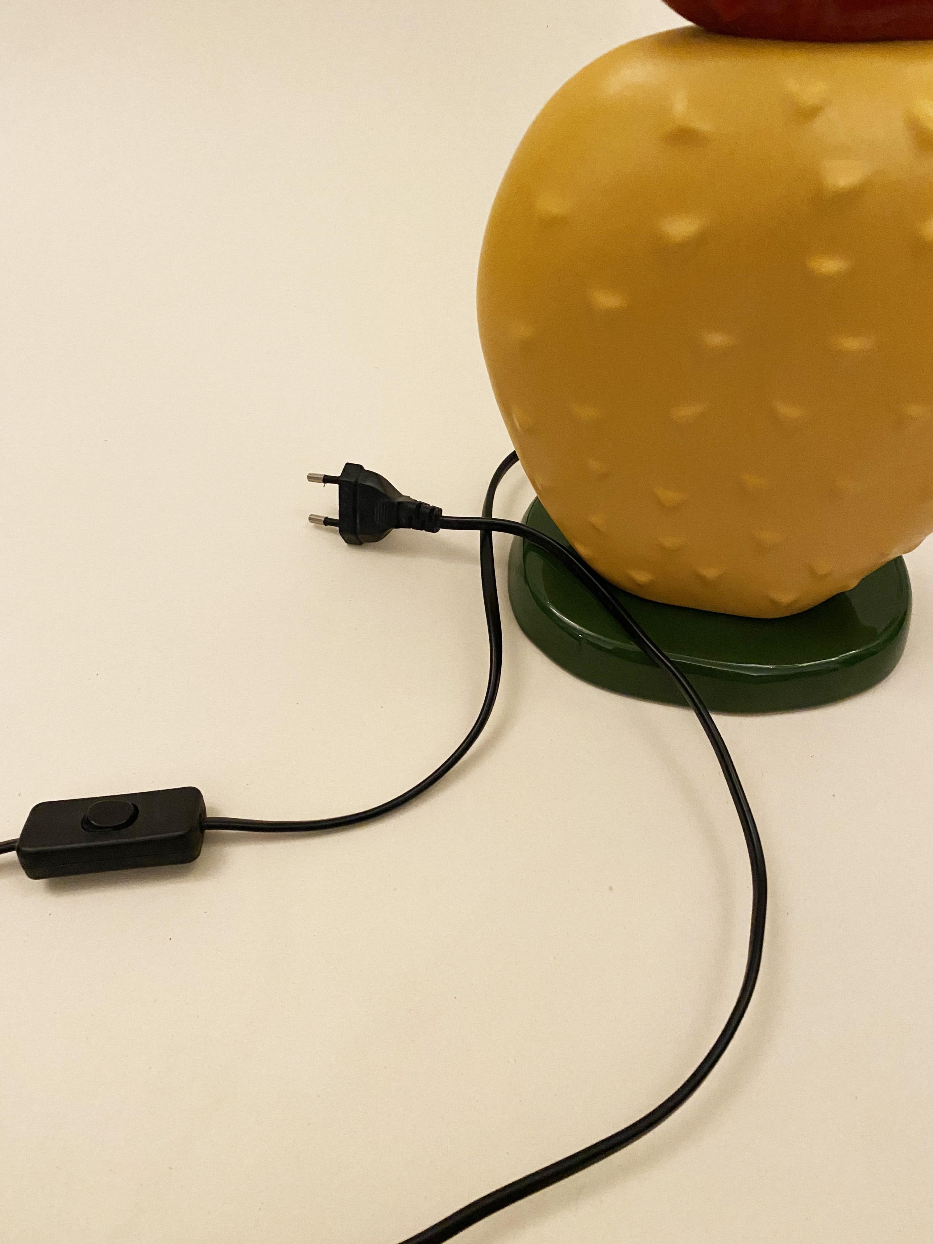 Fin du 20e siècle Lampe postmoderne en céramique avec cactus de François Chatain, années 1980