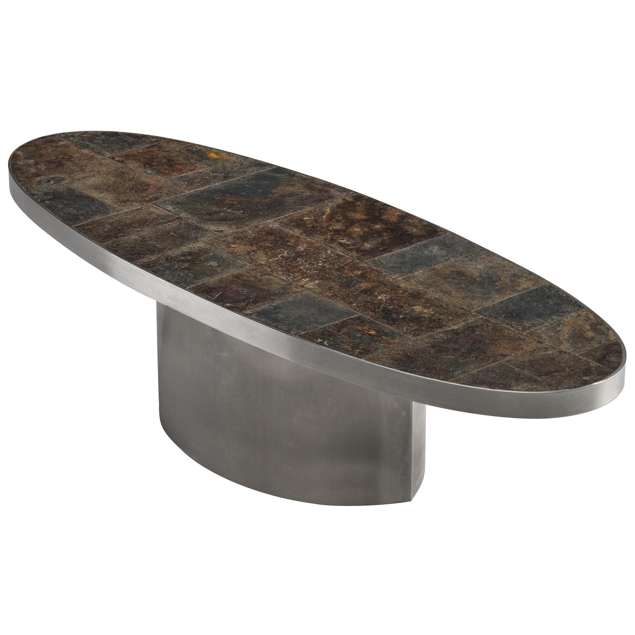 French Postmodern Coffee Table in Steel and Slate For Sale