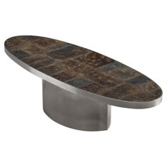 French Postmodern Coffee Table in Steel and Slate