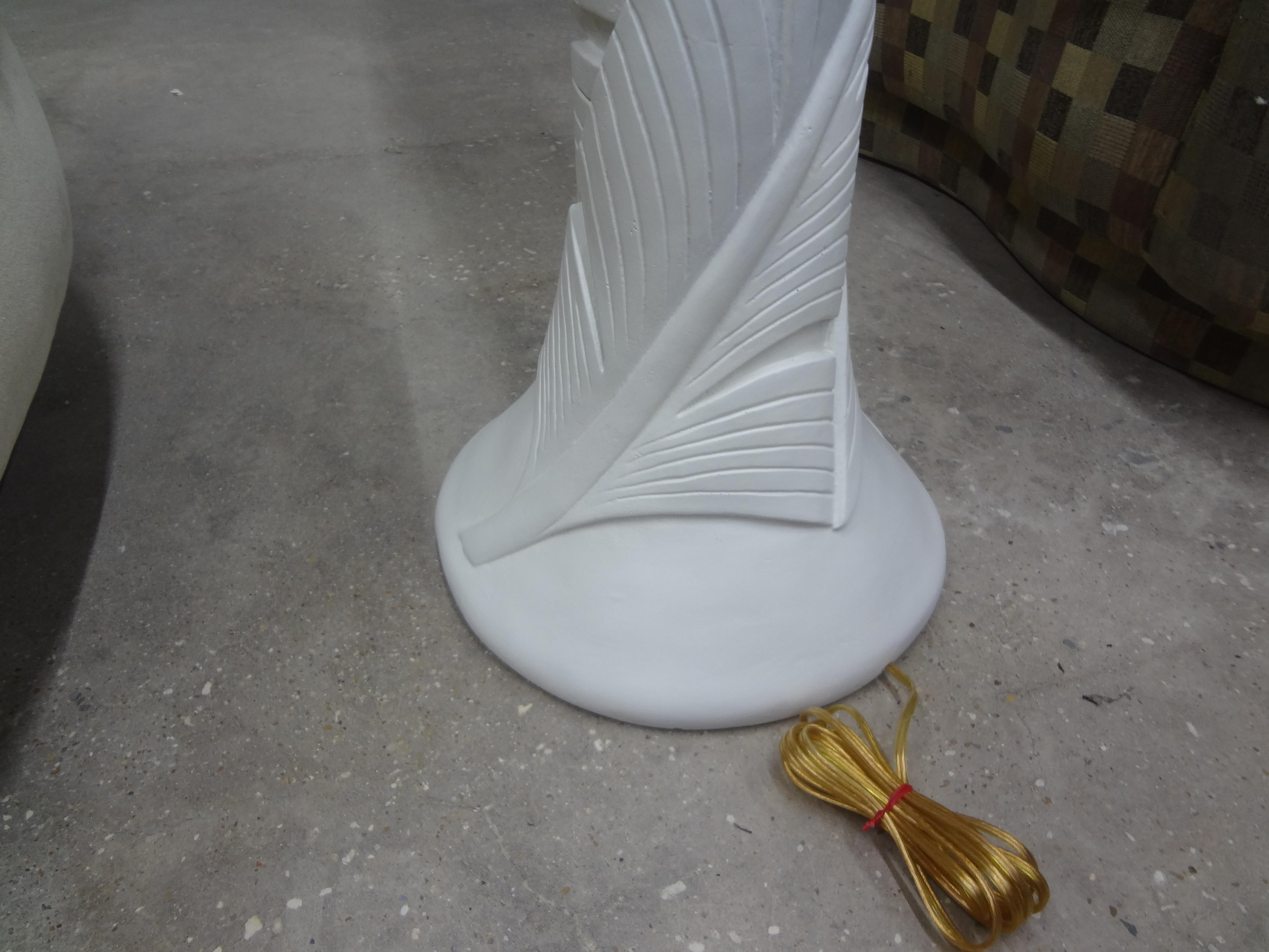 French Postmodern Palm Frond Plaster Floor Lamp Inspired by Serge Roche For Sale 1
