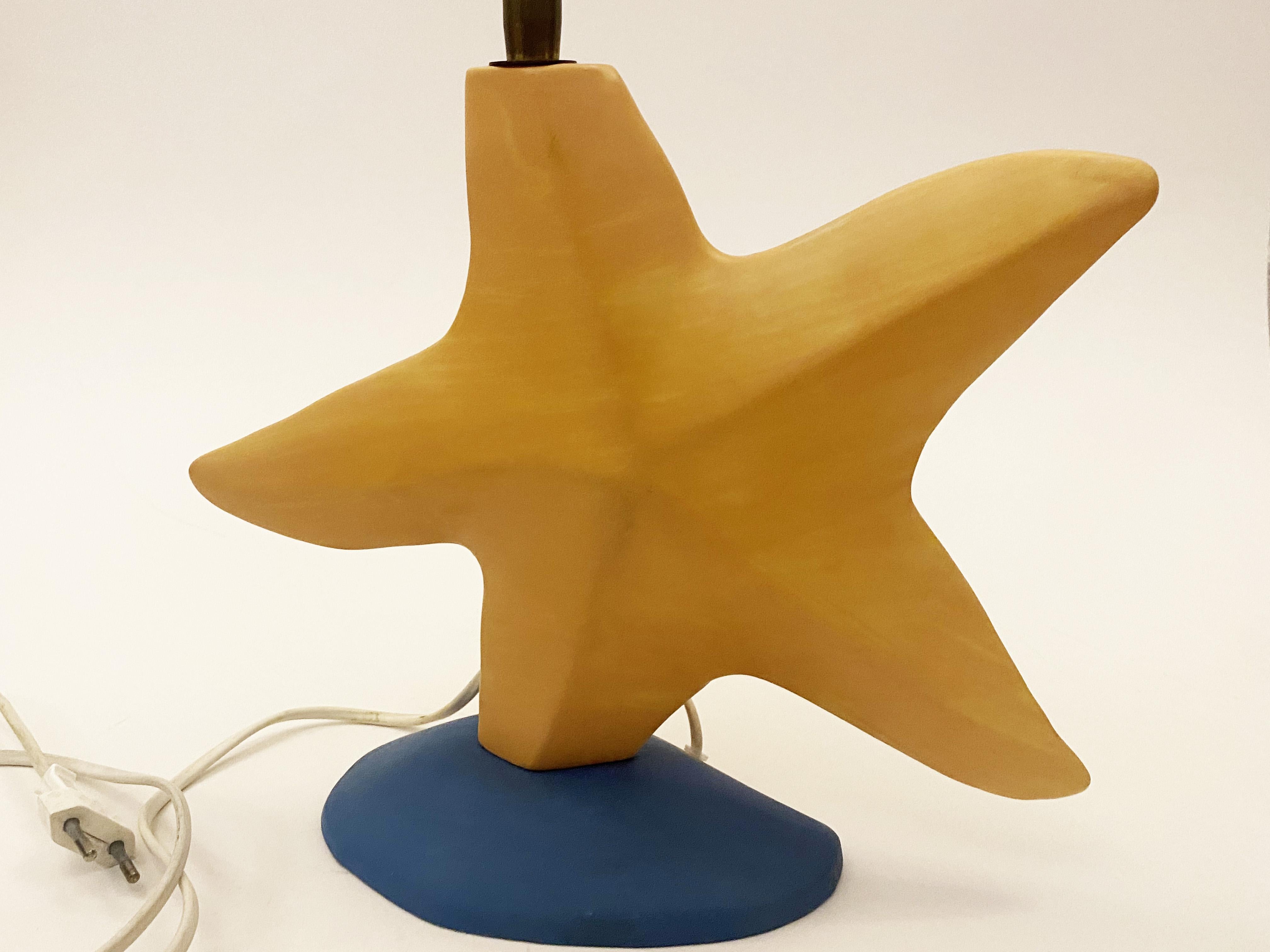 Late 20th Century French Postmodern Star Ceramic Lamp by François Chatain, 1980s For Sale
