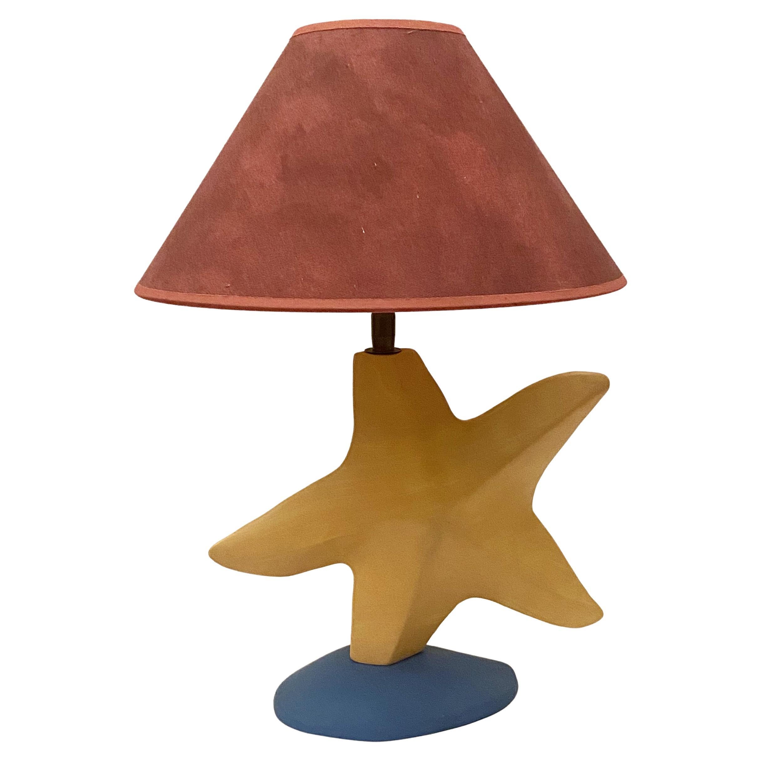 French Postmodern Star Ceramic Lamp by François Chatain, 1980s For Sale