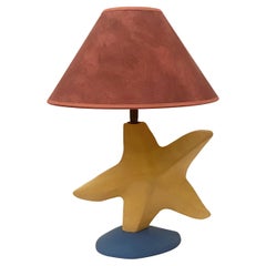 Vintage French Postmodern Star Ceramic Lamp by François Chatain, 1980s