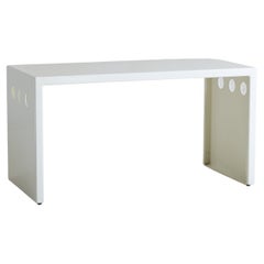 French Postmodern White Metal Desk, 1980s