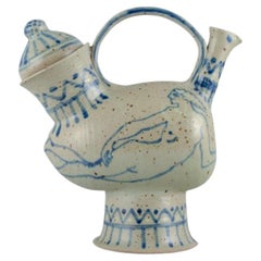 French Potter, Large Unique Ceramic Jug in Greek Style