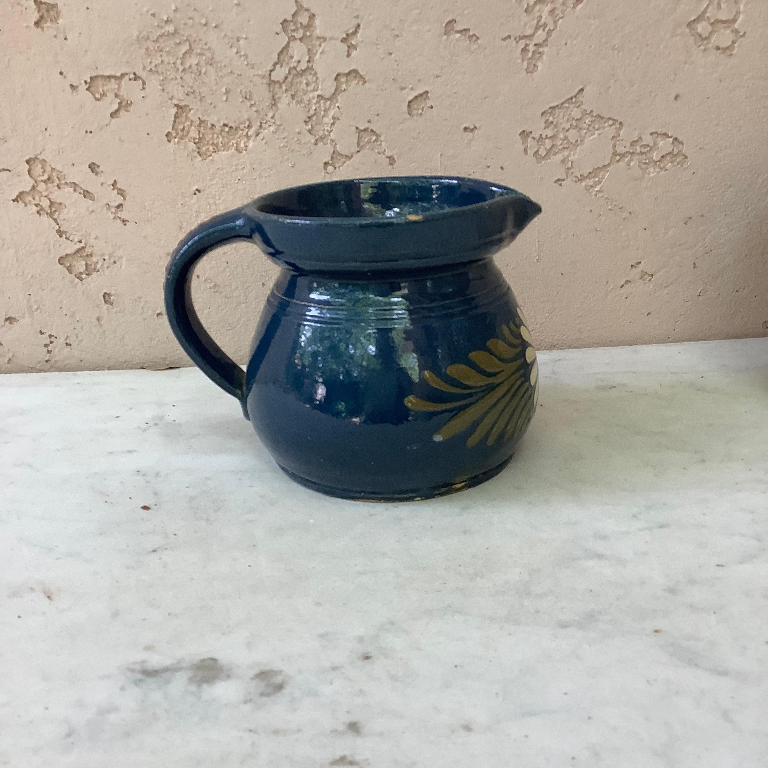 Country French Pottery Flower Pitcher For Sale
