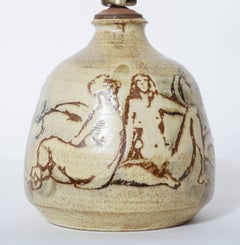French Pottery Lamp with Six Nude Women, circa 1960