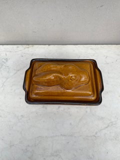 French Pottery Majolica Rabbit Pâté Tureen circa 1950