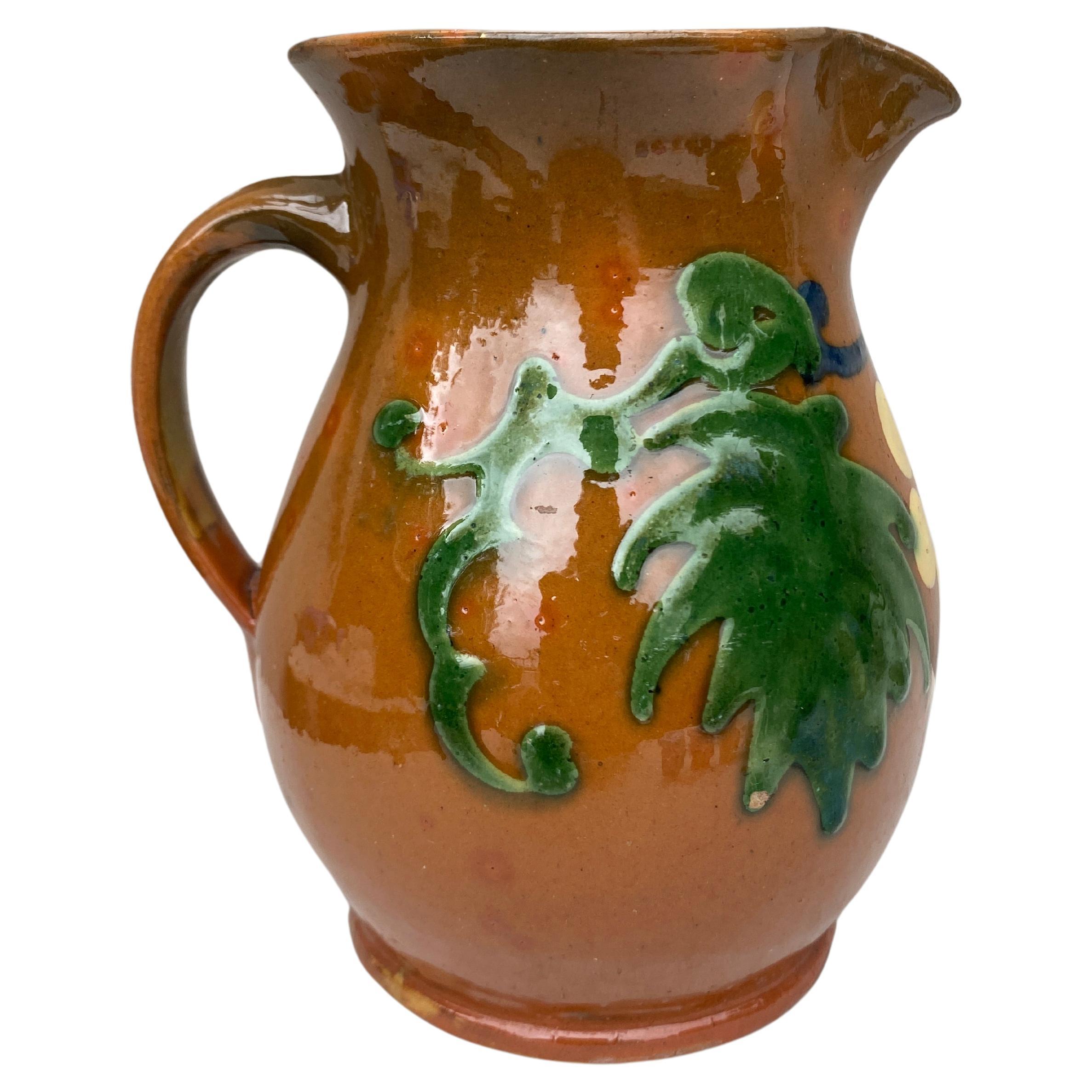 French Pottery Pitcher Savoie With Grapes , Circa 1890 For Sale 1