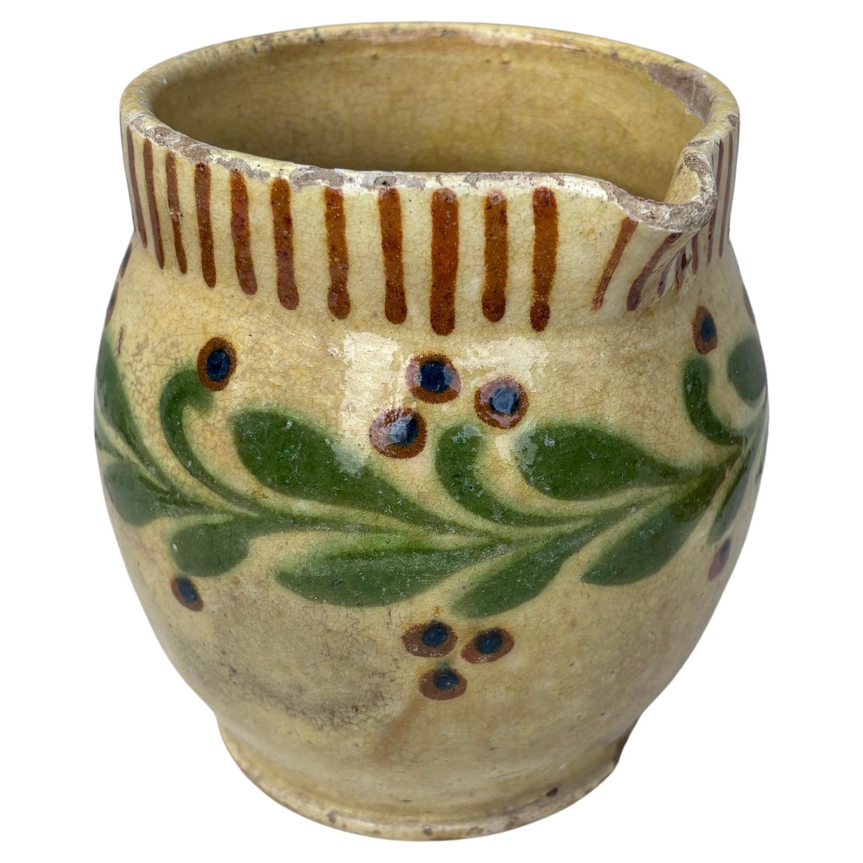 Jarra De Cerámica Francesa Savoie Con Hojas , Circa 1890 De campo en venta